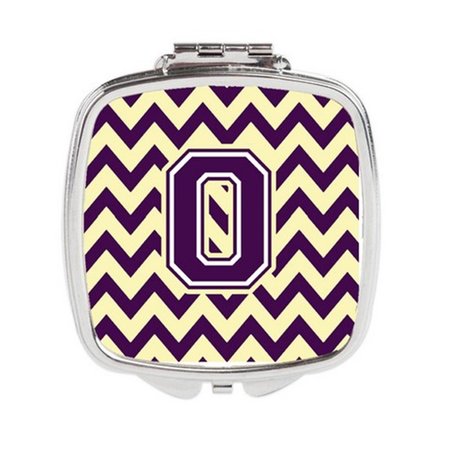 CAROLINES TREASURES Letter O Chevron Purple and Gold Compact Mirror CJ1058-OSCM